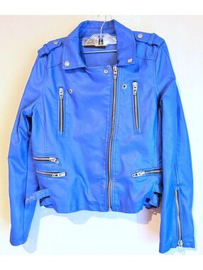 Blank NYC Faux Leather Blueberry Color Moto Jacket Size Medium